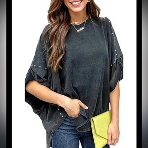 Blue B . Elegant Gray Women's Top Sz L